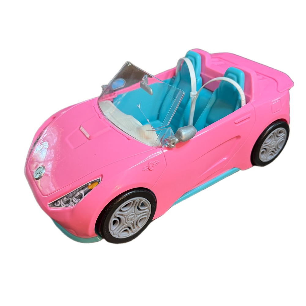 Barbie Glam Convertible Pink Toy Car Teal Interior Mattel 2013 X7744